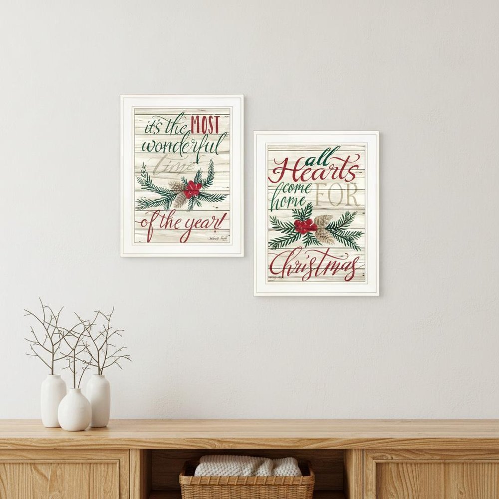Set Of Two All Heart Come Home for Christmas 1 White Framed Print Wall Art