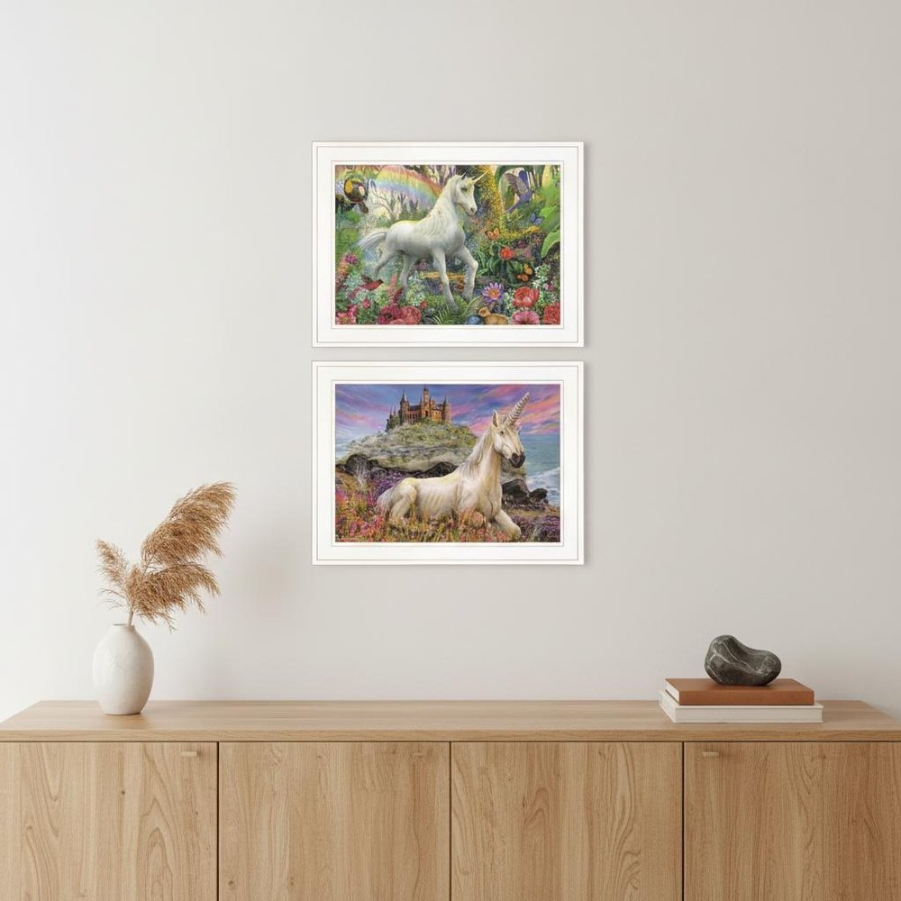 Set Of Two Unicorns For You 1 White Framed Print Wall Art