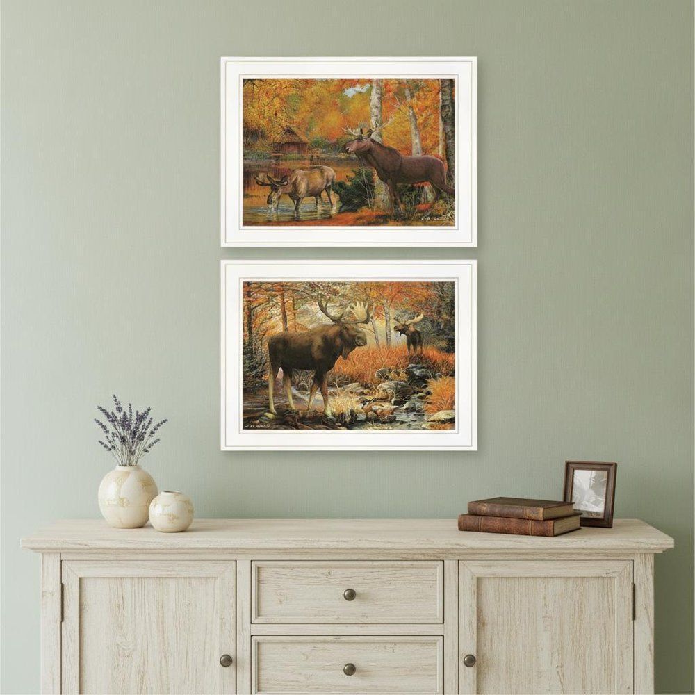 Set Of Two Call of the Wild 1 White Framed Print Wall Art