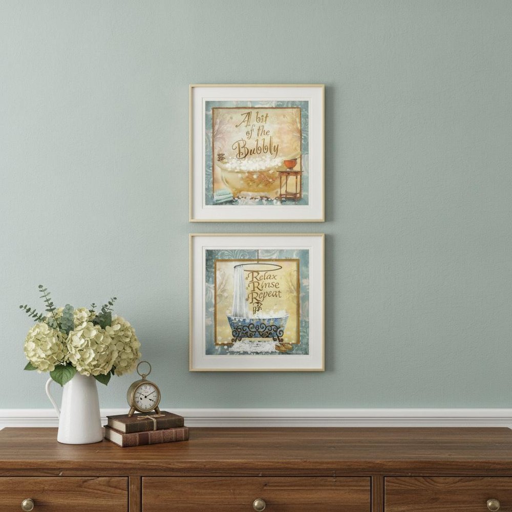 Set Of Two A Bit of Bubbly 1 White Framed Print Bathroom Wall Art