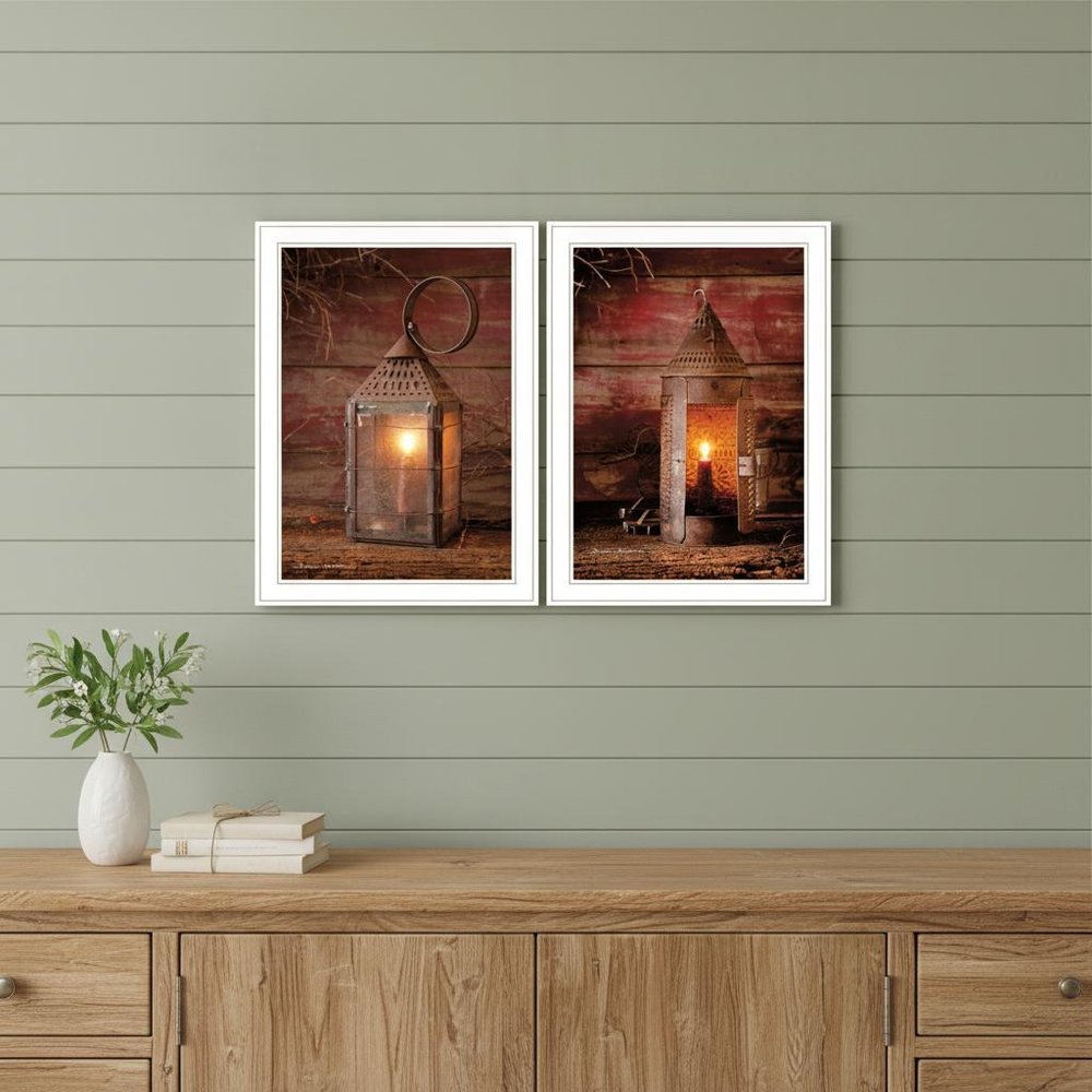 Set Of Two Innkeepers Lantern 1 White Framed Print Wall Art
