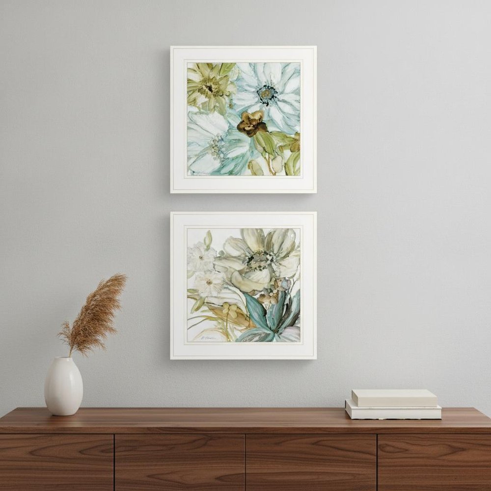 Set Of Two Sea Glass 1 White Framed Print Wall Art