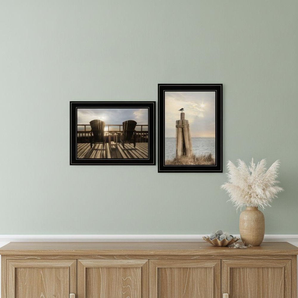 Set Of Two By The Sea 2 Black Framed Print Wall Art