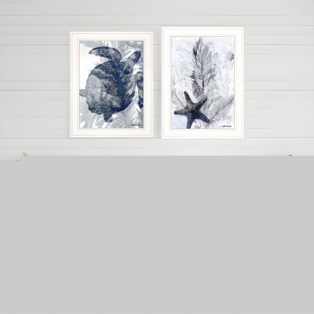 Set Of Two Ocean 1 White Framed Print Wall Art