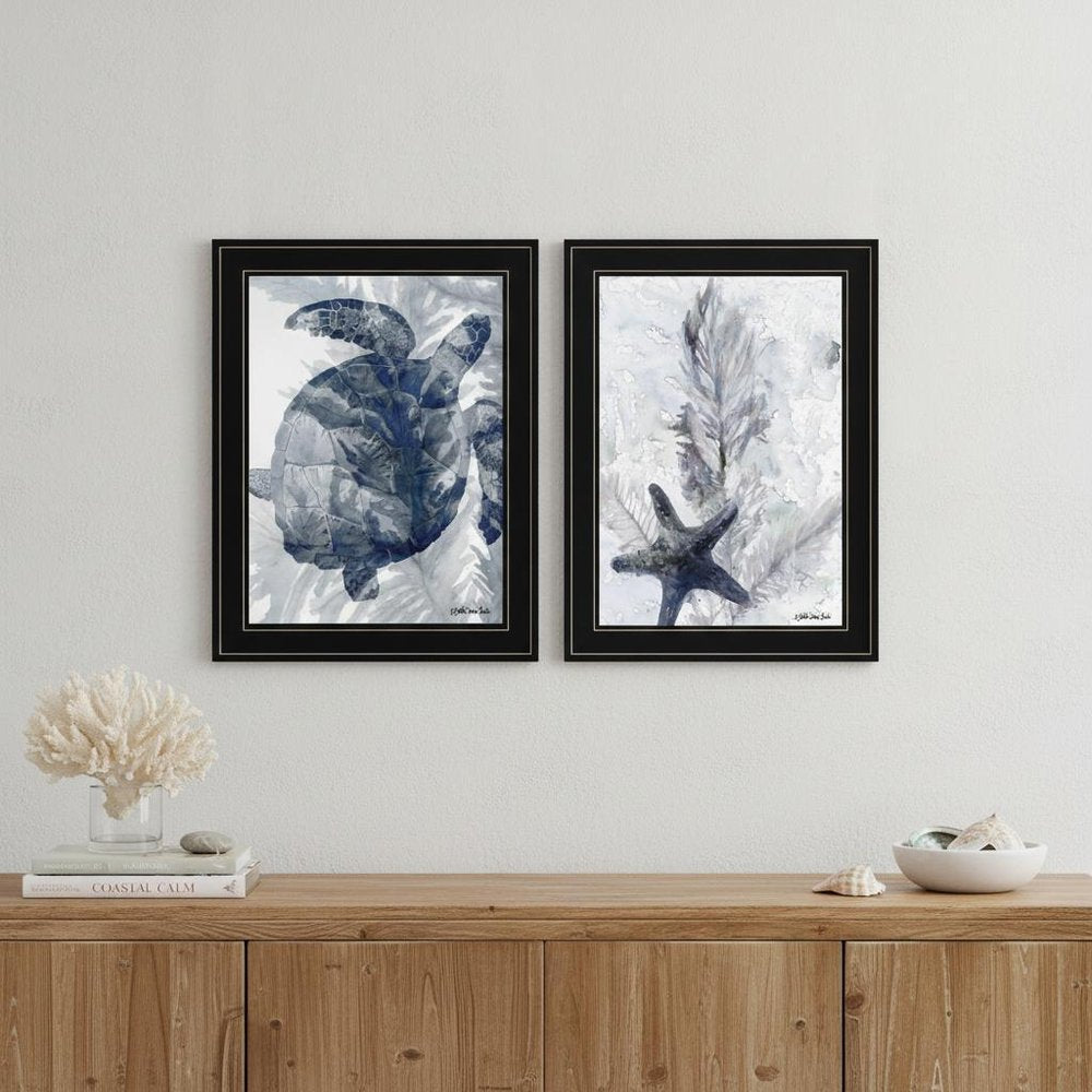 Set Of Two Ocean 2 Black Framed Print Wall Art