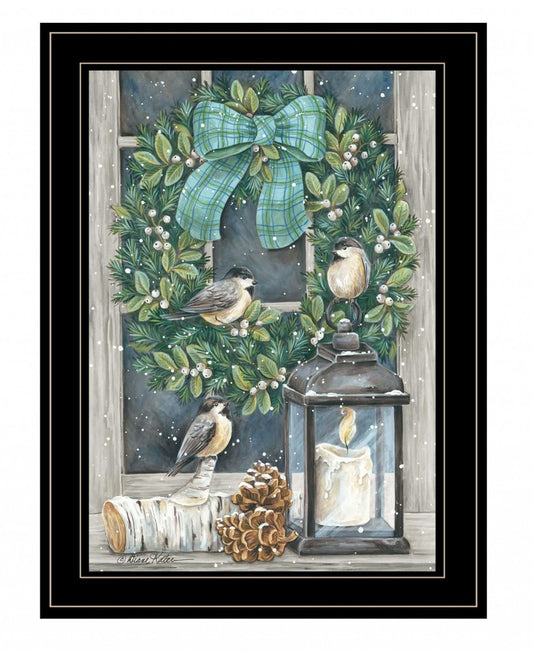 Winter Wreath 2 Black Framed Wall Art