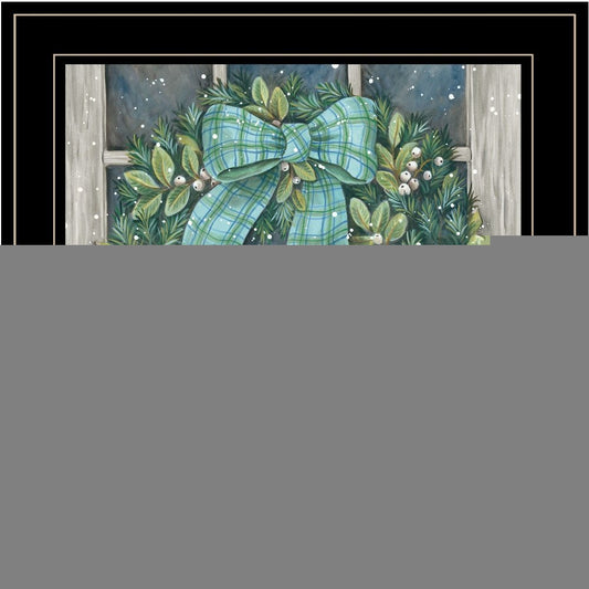 Winter Wreath 2 Black Framed Print Wall Art