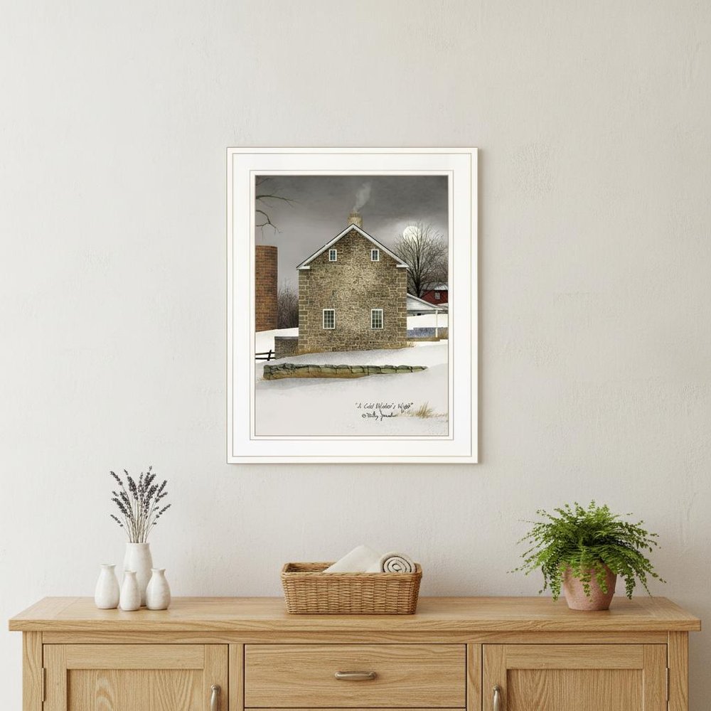 Cold Winters Night 1 White Framed Print Wall Art