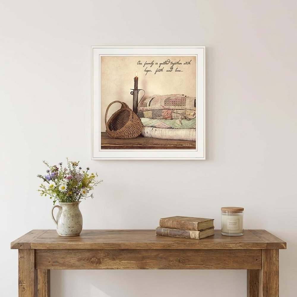 Quilted Together 1 White Framed Wall Art