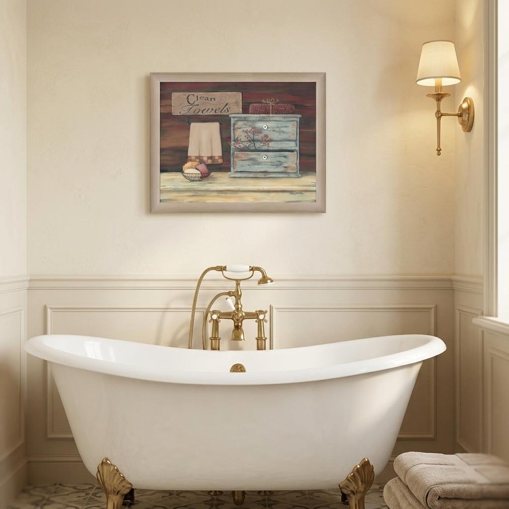 Clean Towels 4 Brown Framed Print Bathroom Wall Art