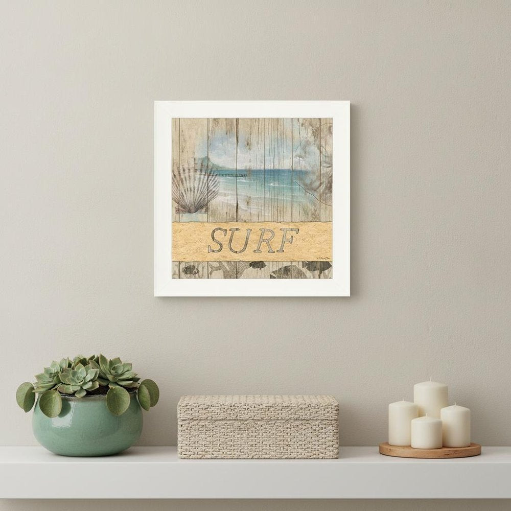 SURF White Framed Print Wall Art