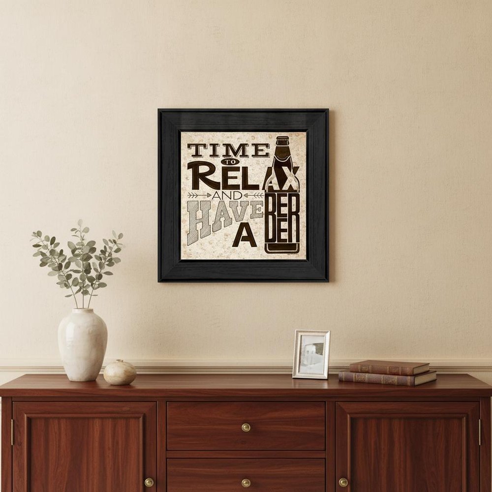 BeerTime to Relax Black Framed Print Wall Art