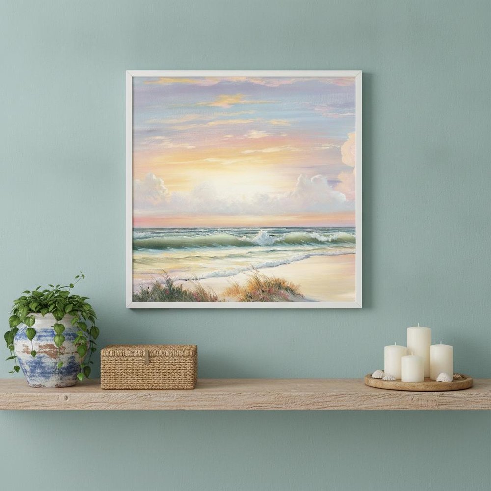 Golden Sunset on Crystal Cove 3 White Framed Print Wall Art