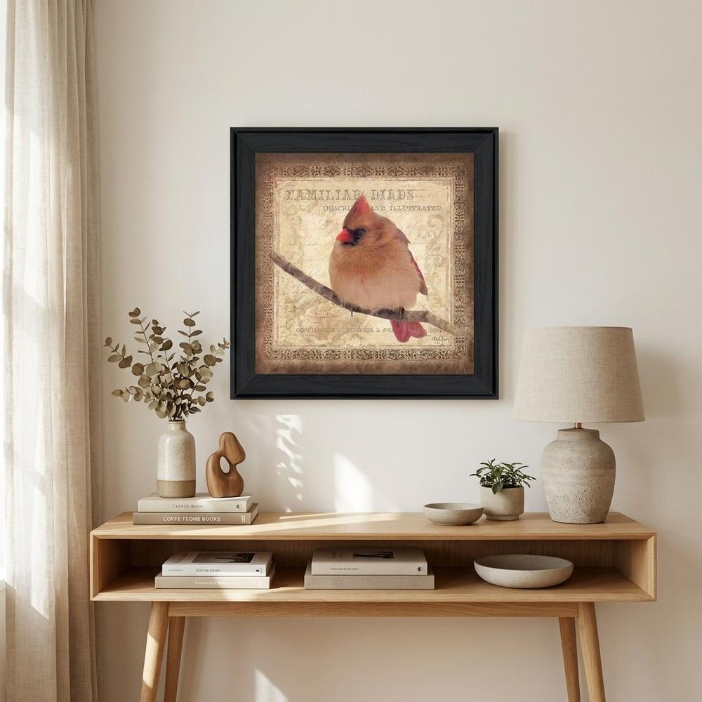 Female Cardinal 2 Black Framed Print Wall Art