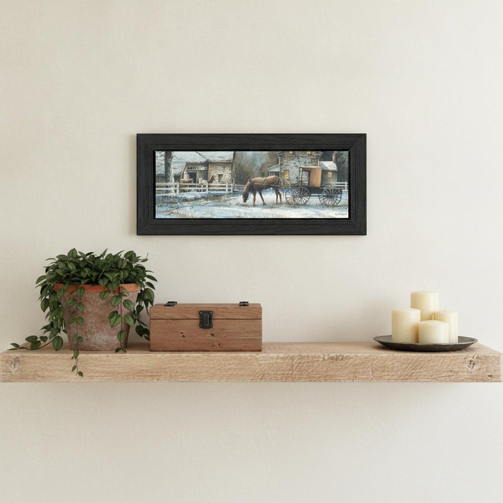 Evening on the Farm Black Framed Print Wall Art