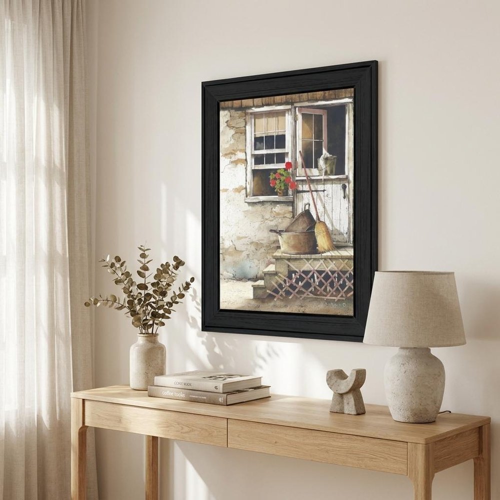 Cleaning Day Black Framed Print Bathroom Wall Art