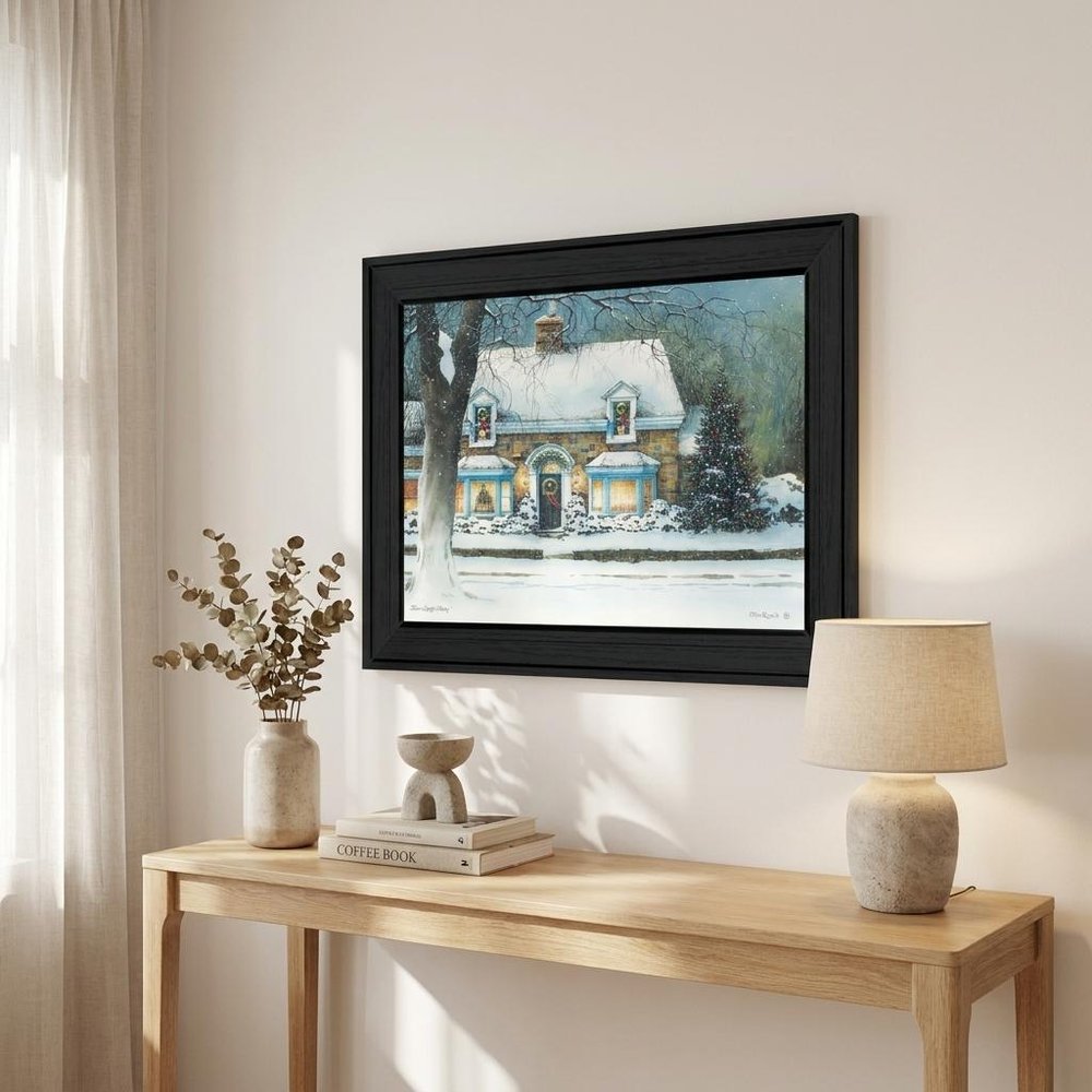 Snow Softly Falling 1 Black Framed Print Wall Art