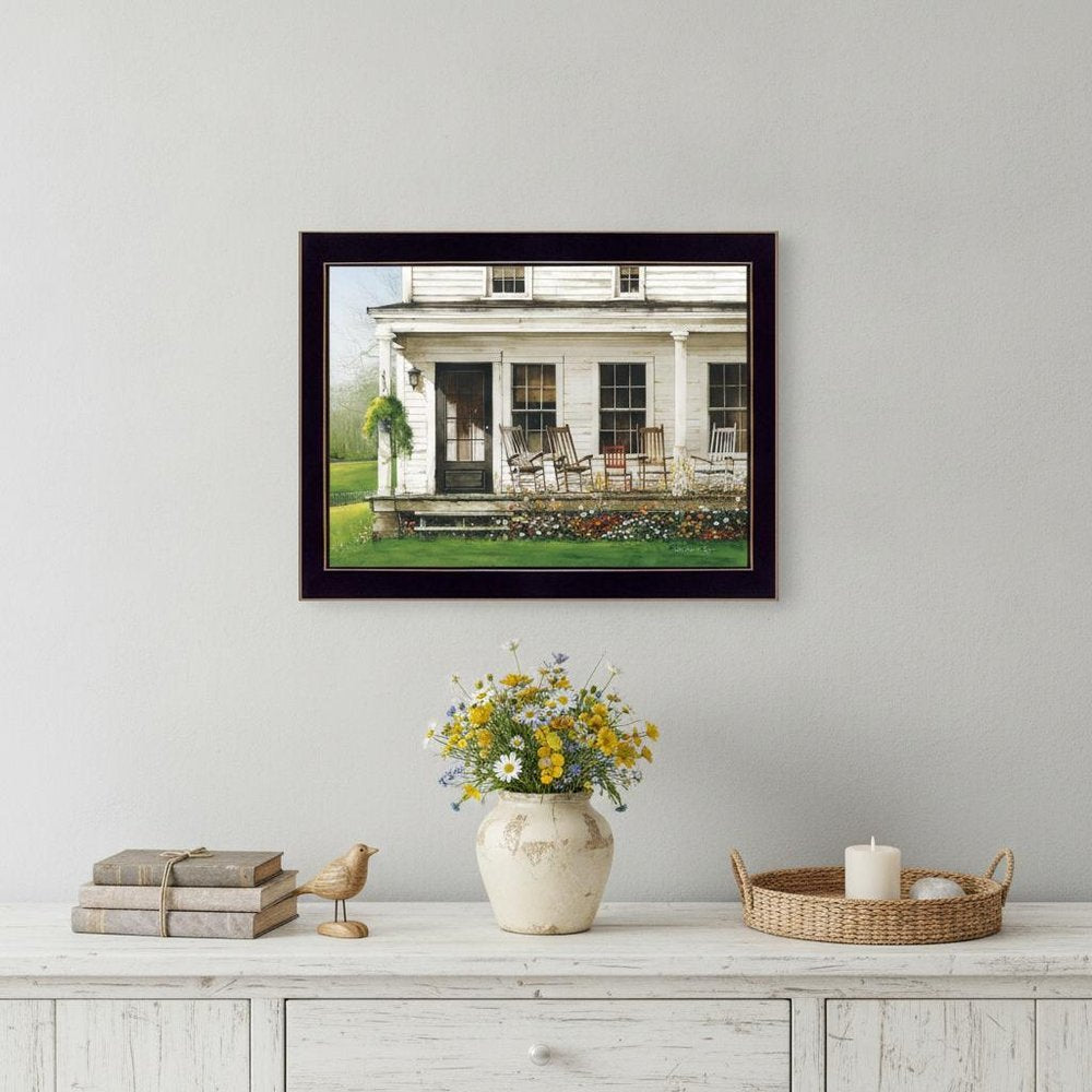 Back Porch Gathering 2 Black Framed Print Wall Art