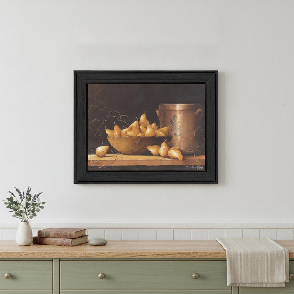 Pears and Crocks 1 Black Framed Print Wall Art
