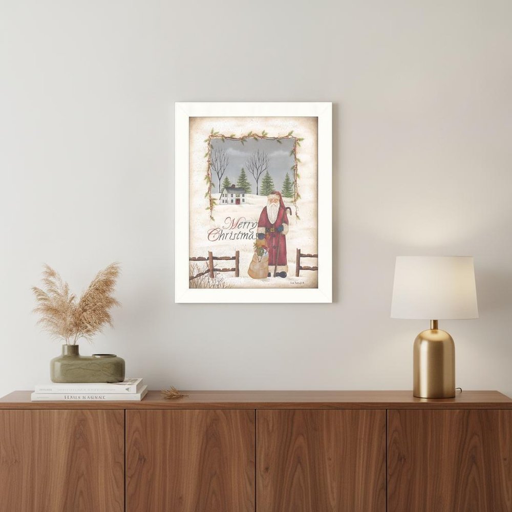 Merry Christmas White Framed Print Wall Art