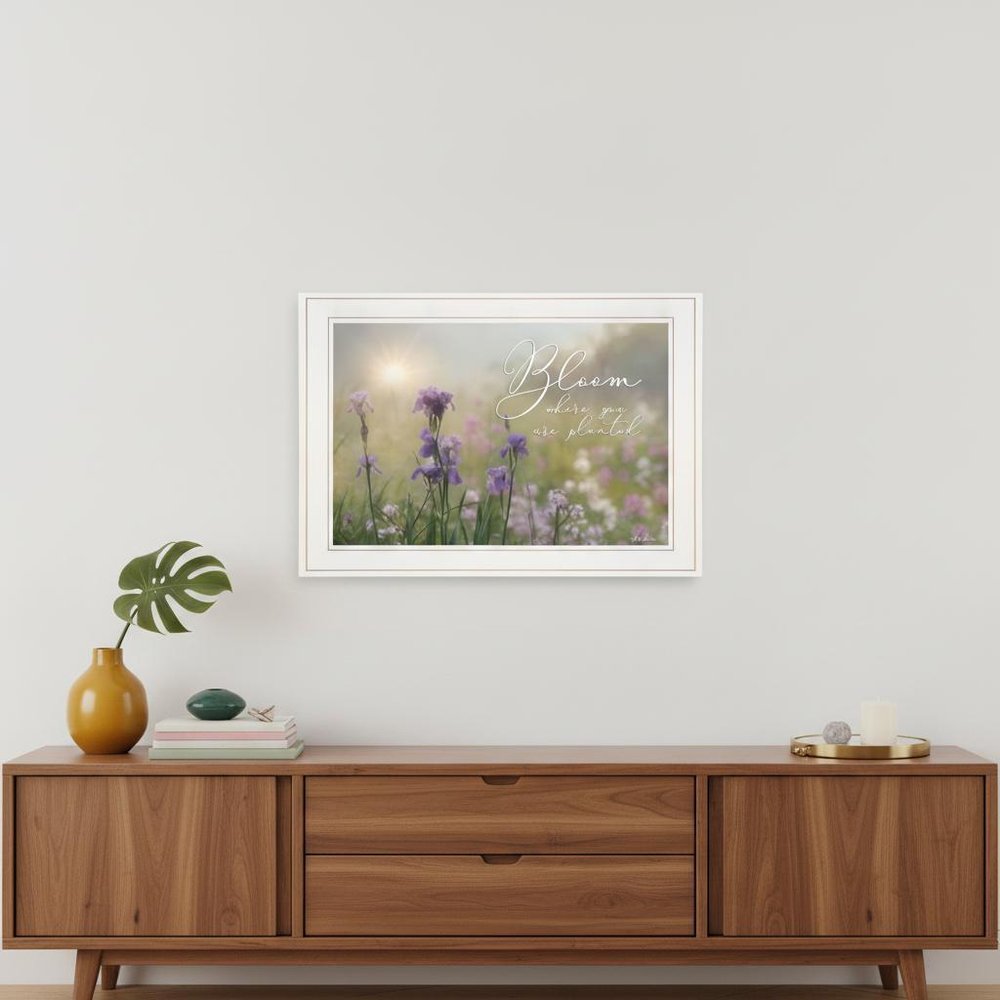 Bloom where you are planted 1 White Framed Print Wall Art
