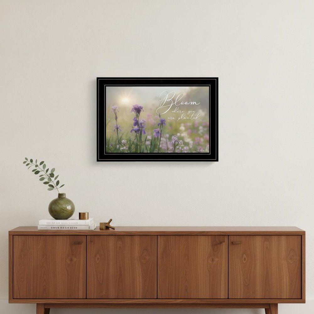 Bloom where you are planted 2 Black Framed Print Wall Art