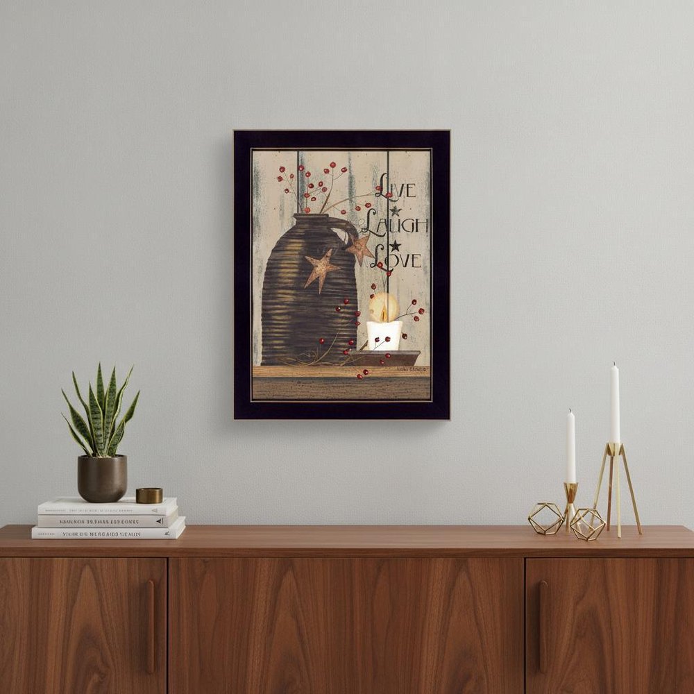 Live Laugh and Love 1 Black Framed Print Wall Art