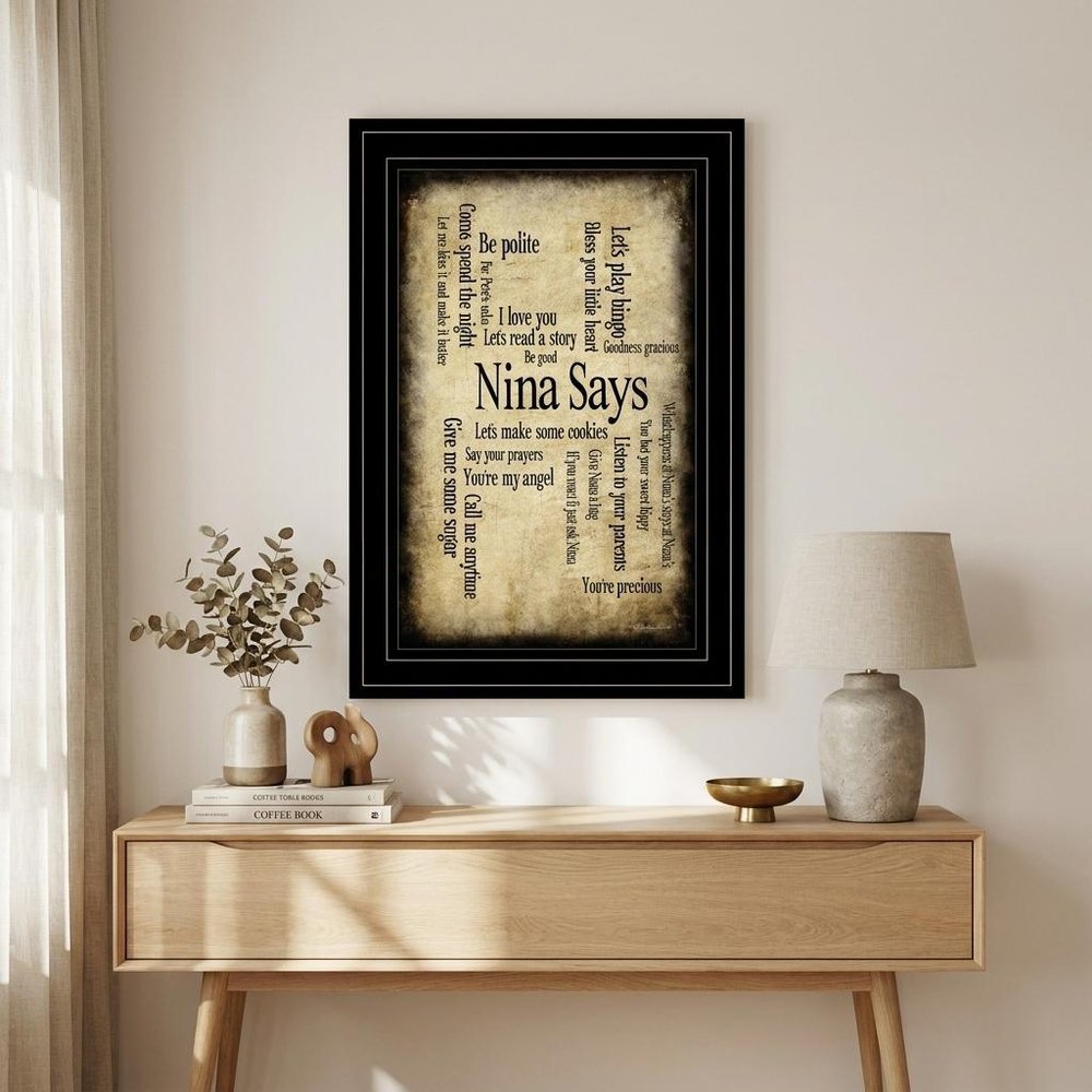 Nina Says 3 Black Framed Print Wall Art