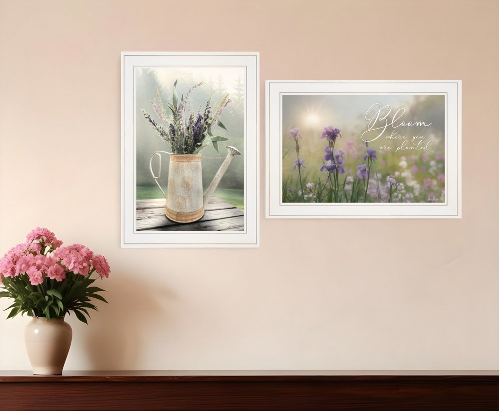 Set Of Two Bloom Where You are Planted 1 White Framed Print Wall Art
