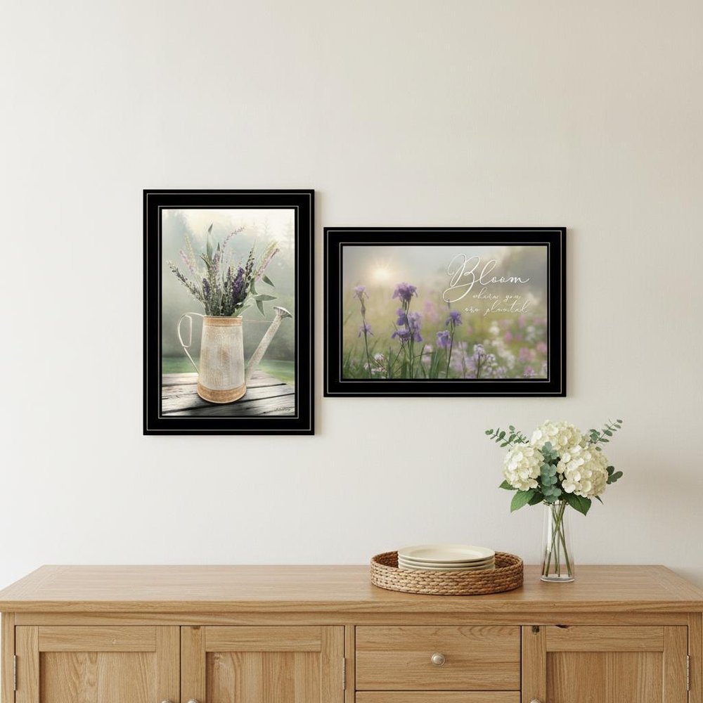 Set Of Two Bloom Where You are Planted 2 Black Framed Print Wall Art