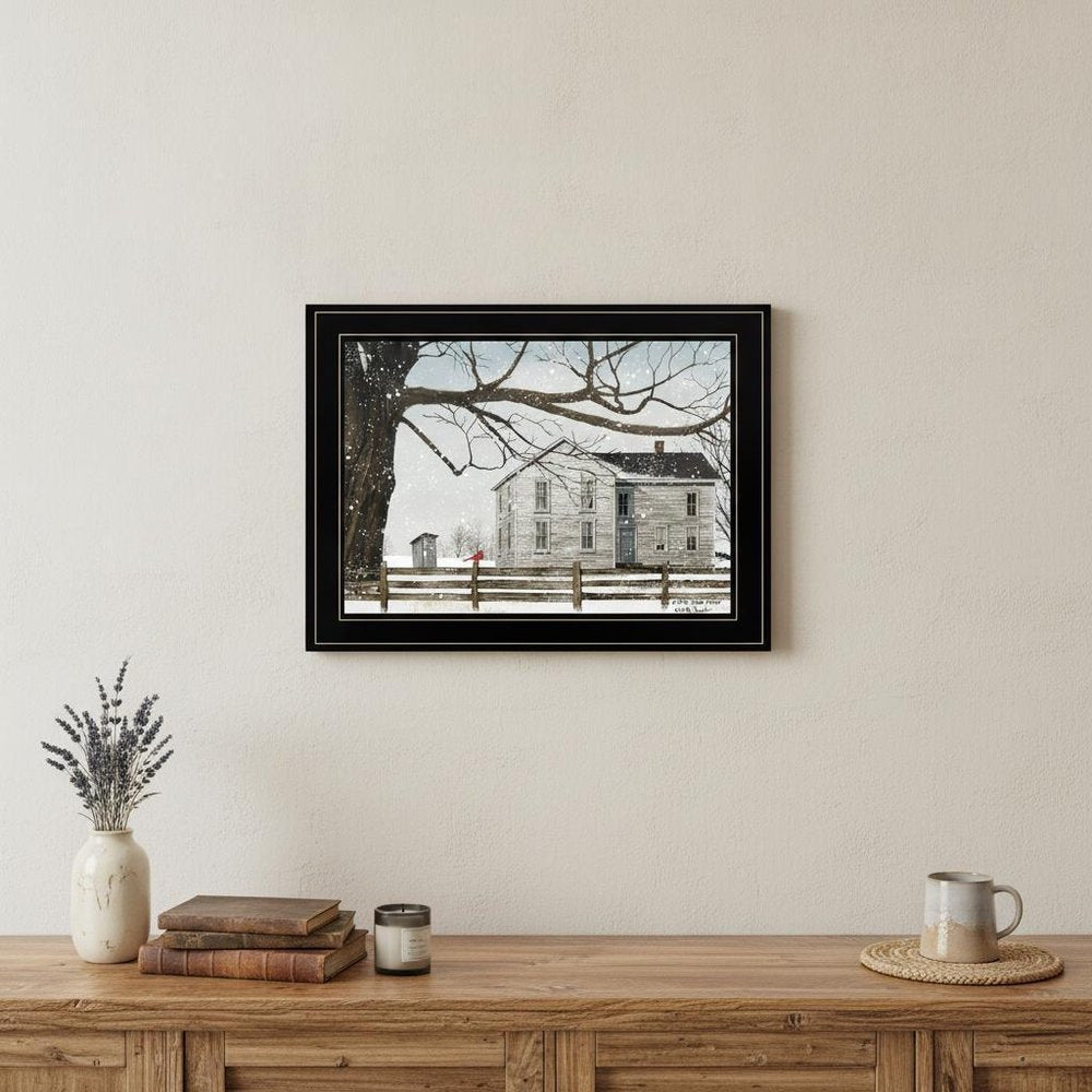 A Little Snow House 3 Black Framed Print Wall Art