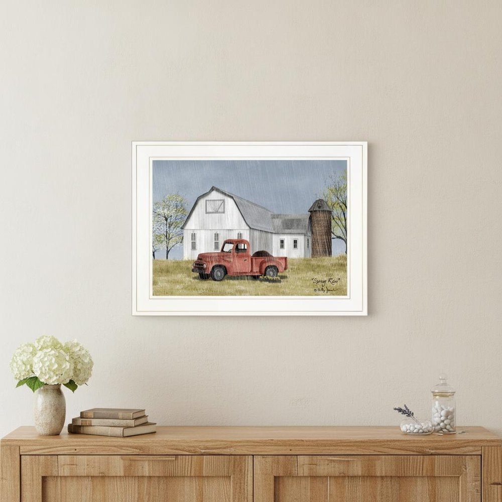 Spring Rain 2 White Framed Print Wall Art