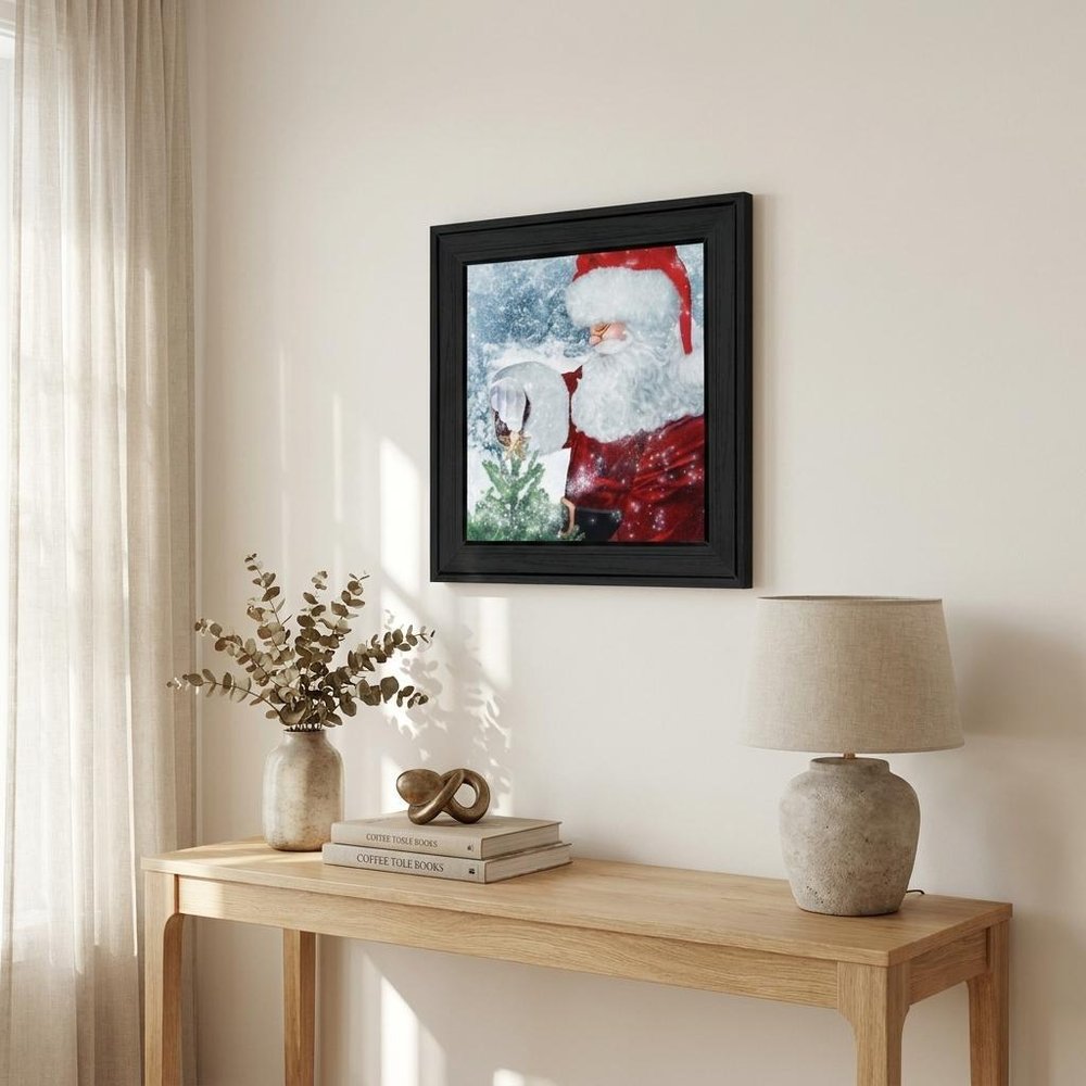 Santas Tree Star 2 Black Framed Print Wall Art