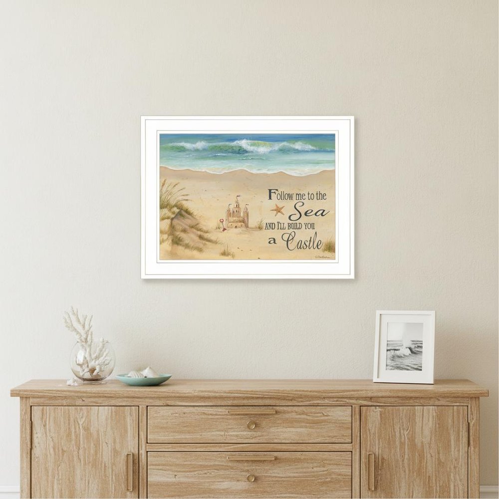 Sand Castle 2 White Framed Print Wall Art