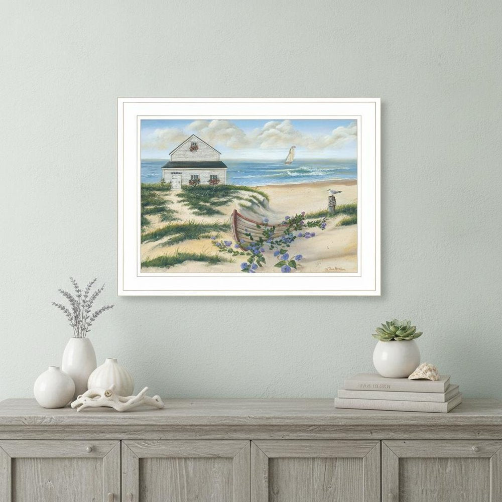 Beach Cottage II 2 White Framed Print Wall Art