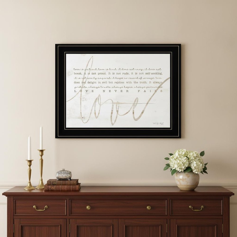Love Never Fails 2 White Framed Print Wall Art