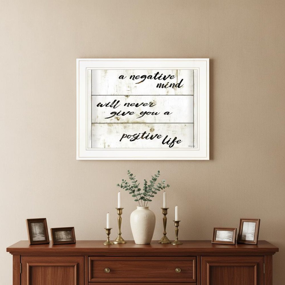Positive Life 2 White Framed Print Wall Art