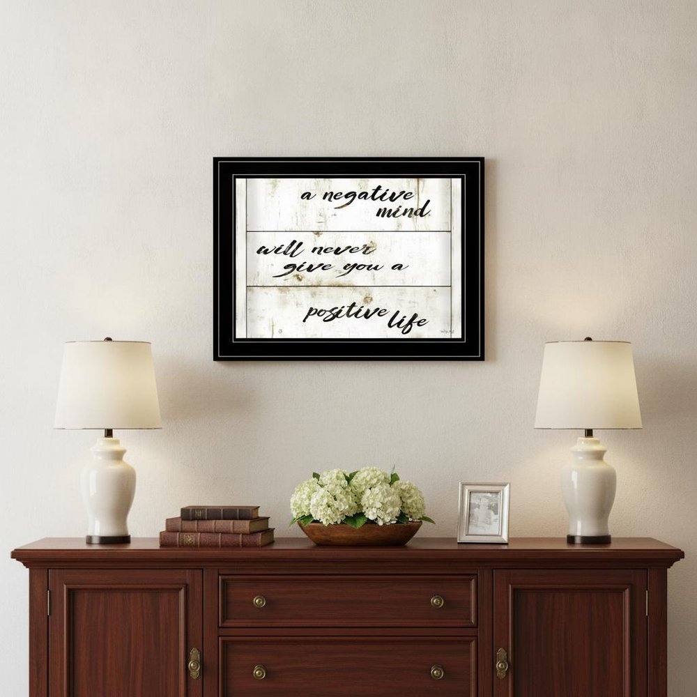 Positive Life 3 Black Framed Print Wall Art