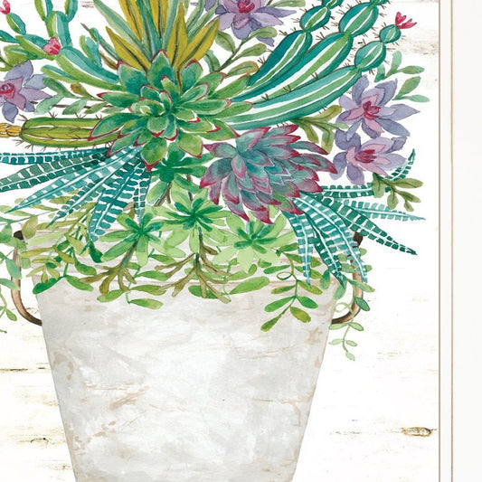 Believe Succulents White Framed Print Wall Art