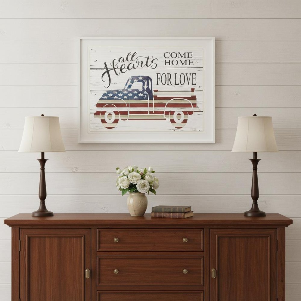 All Hearts Come Home for Love Truck 2 White Framed Print Wall Art