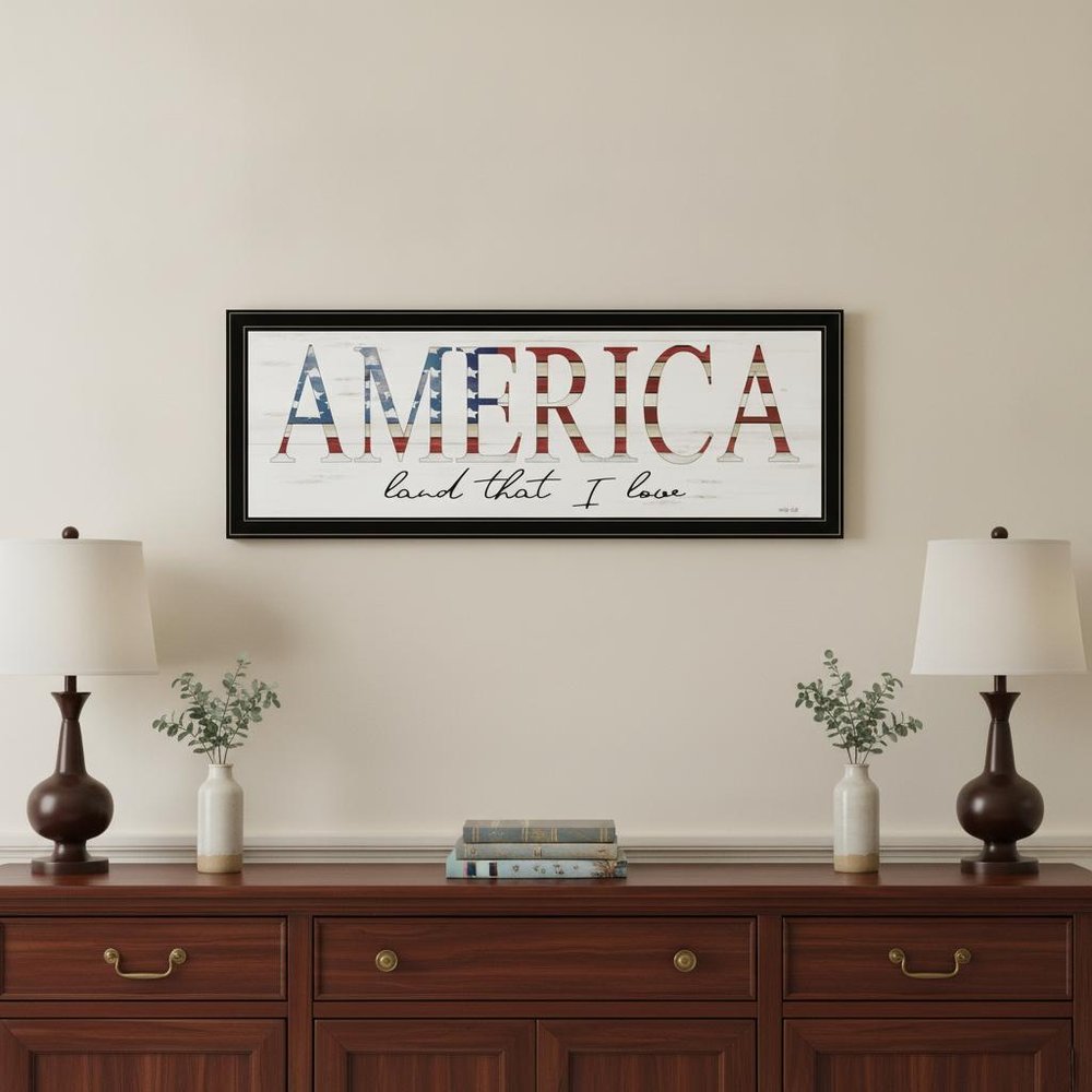 America Land that I Love 2 Black Framed Print Wall Art