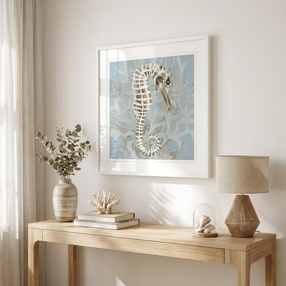 Coral Seahorse I 2 White Framed Print Wall Art