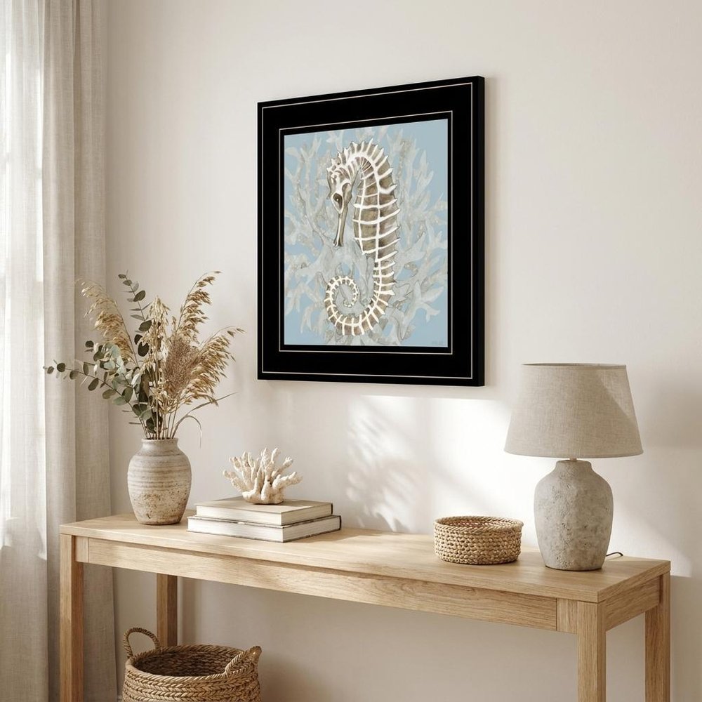 Coral Seahorse II 2 White Framed Print Wall Art