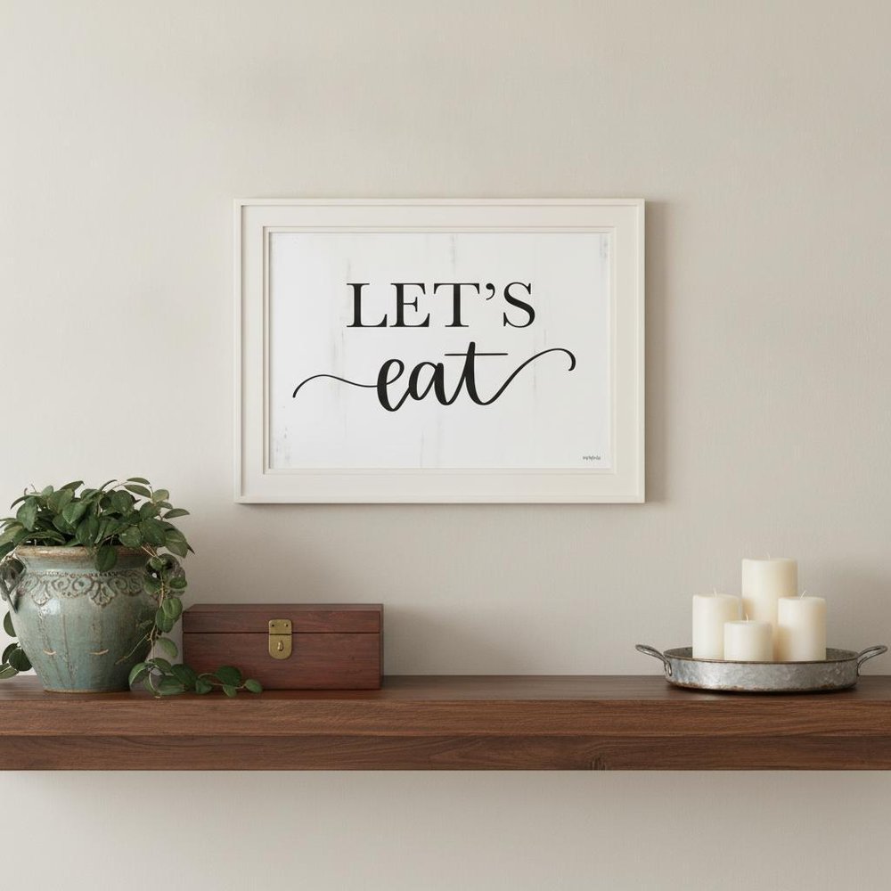 Lets Eat 2 White Framed Print Kitchen Wall Art