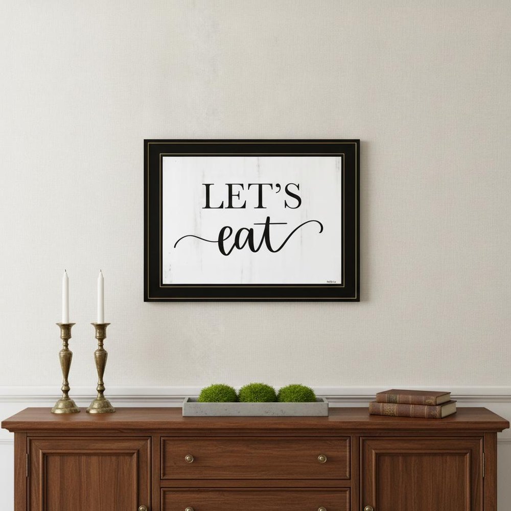 Lets Eat 3 Black Framed Print Kitchen Wall Art