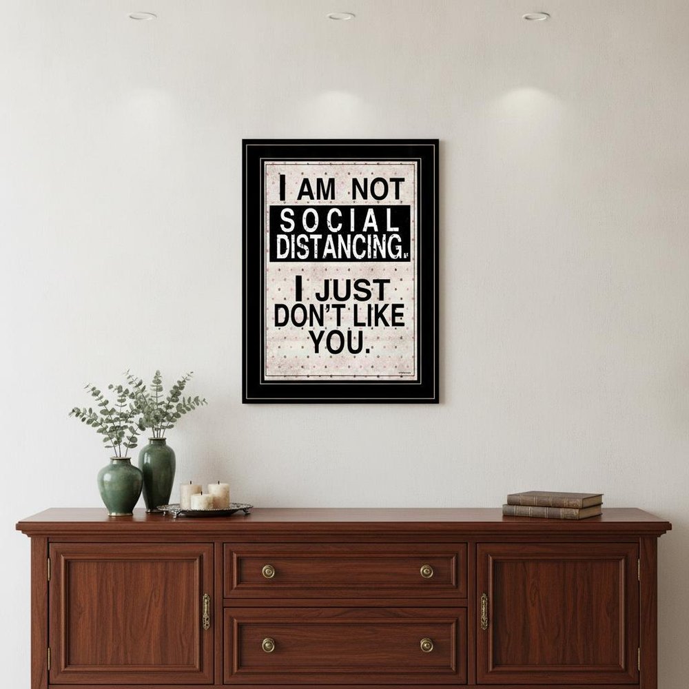 Social Distancing 2 Black Framed Print Wall Art