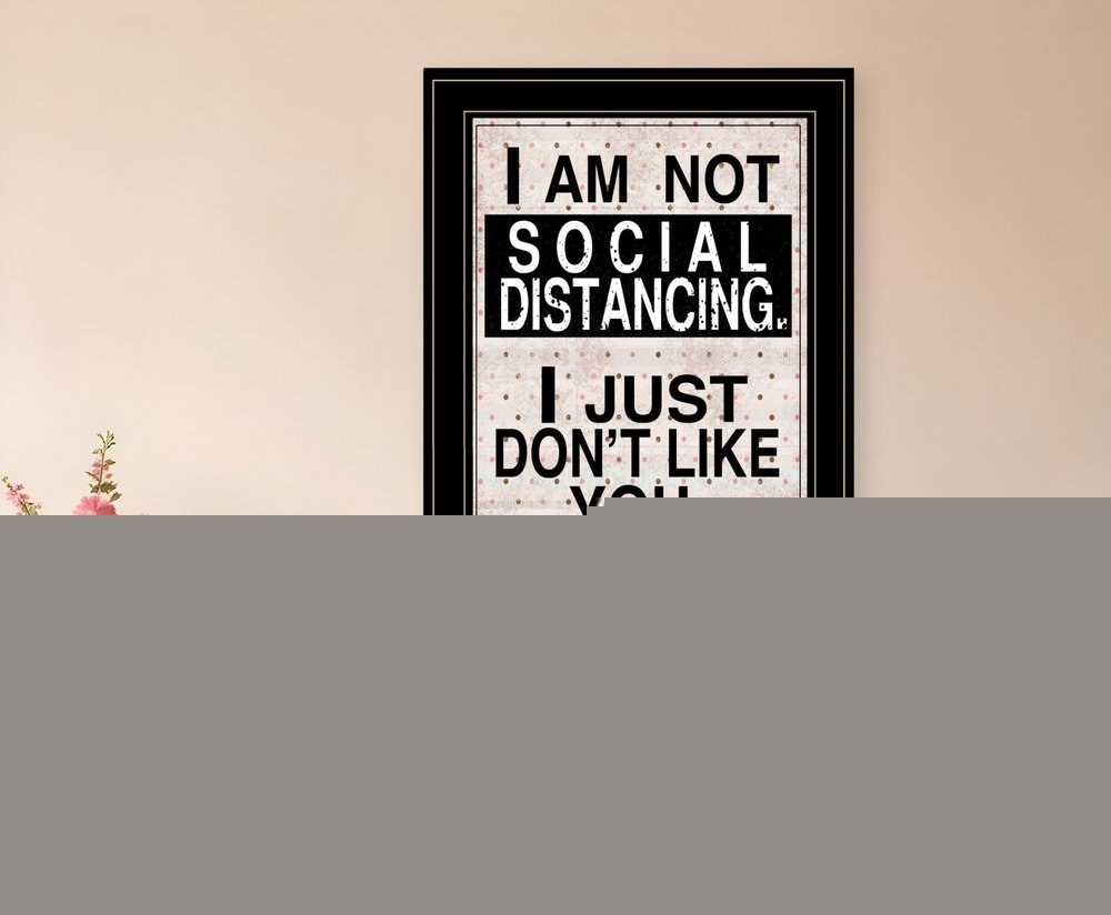 Social Distancing 2 Black Framed Print Wall Art