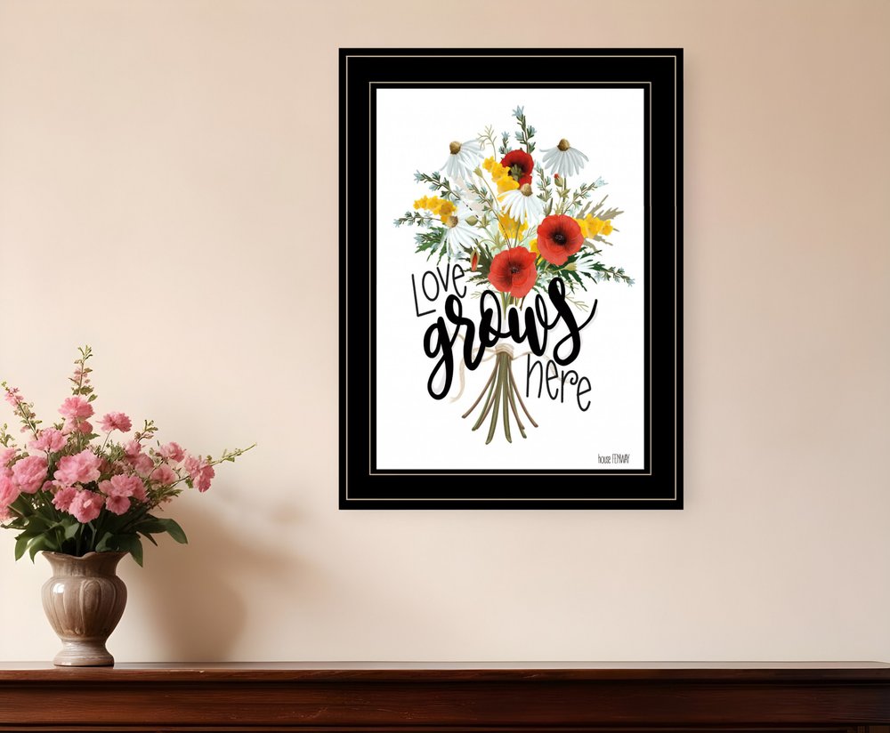 Love Grows Here 3 White Framed Print Wall Art