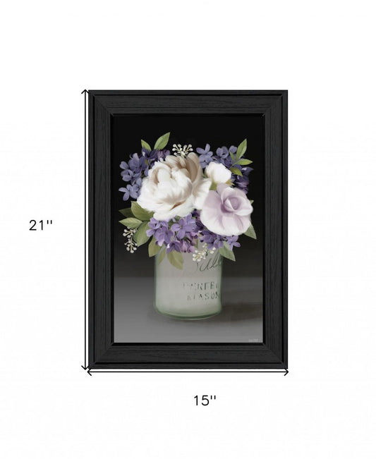 Lilac Mason Jar Floral 3 Black Framed Print Wall Art