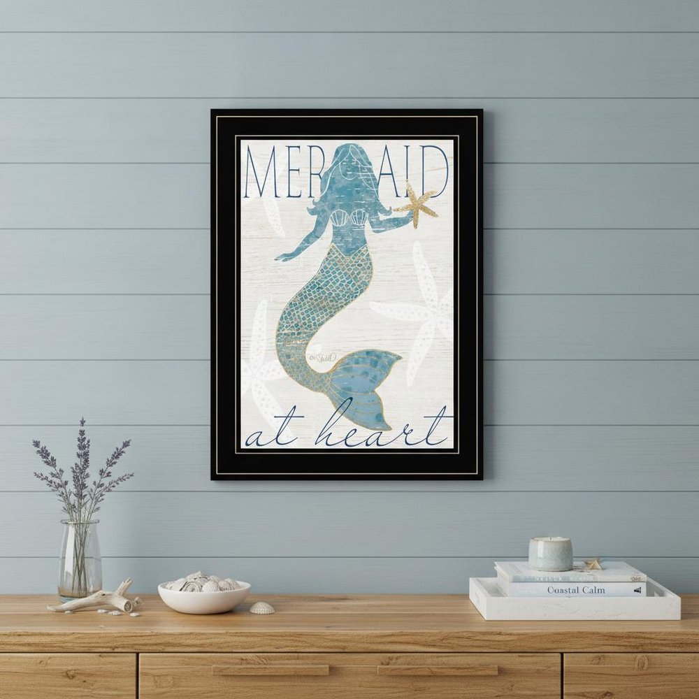 Mermaid at Heart 2 Black Framed Print Wall Art